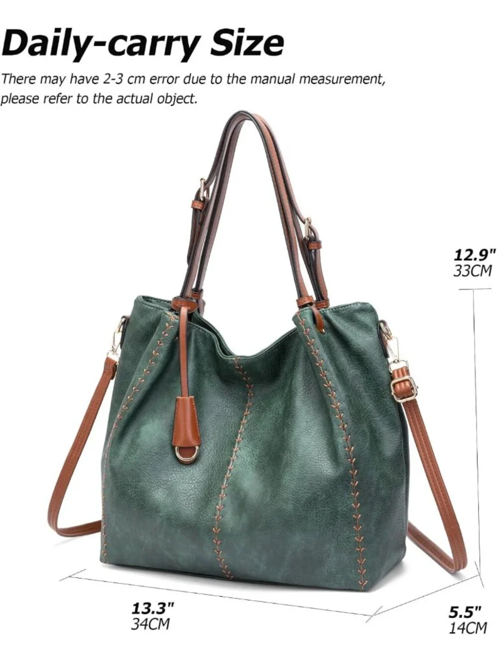 Chic Vintage PU Hobo Shoulder Bag | Rivet Detail Bucket Tote Purse